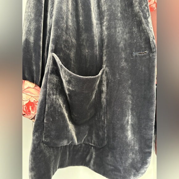 Sundance Beau Grey Velvet Boho Silk Blend Floral Inside Blazer in Size 10 - Picture 10 of 13